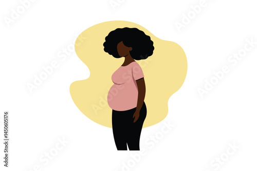 Pregnant Black Woman Simple Illustration