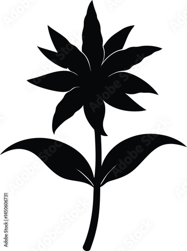 pale indian plantain flower silhouette vector 