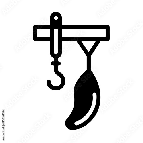 Hanging Butcher Hook Icon Representing Meat Processing and Butchery Equipment