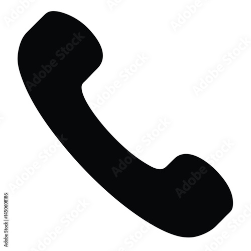 Simple black silhouette of a telephone handset, call icon on a white background