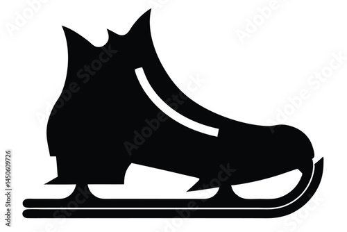 Silhouette illustration of a classic ice skate for winter sports and recreational activities