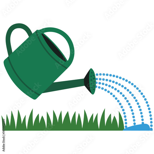 Plastic watering can for plants isolated vector illustration on white background