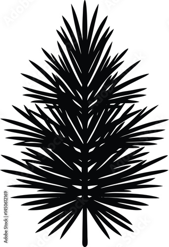 pine needle silhouette vector on white background  