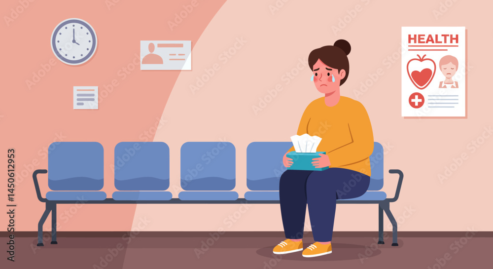 Simple Waiting Room Scene with Clock, Forms, and Seats Simple Waiting Room Scene with Clock, Forms, and Seats