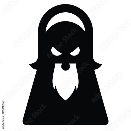Vector illustration of an abstract angry bearded figure or mystical creature concept design