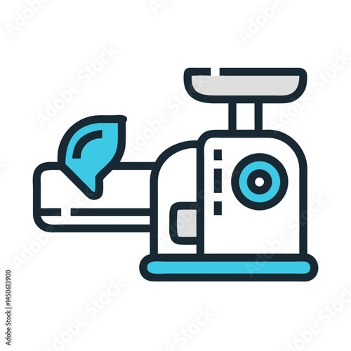 Meat Grinder with Sausage Icon Representing Food Processing and Butchery Equipment