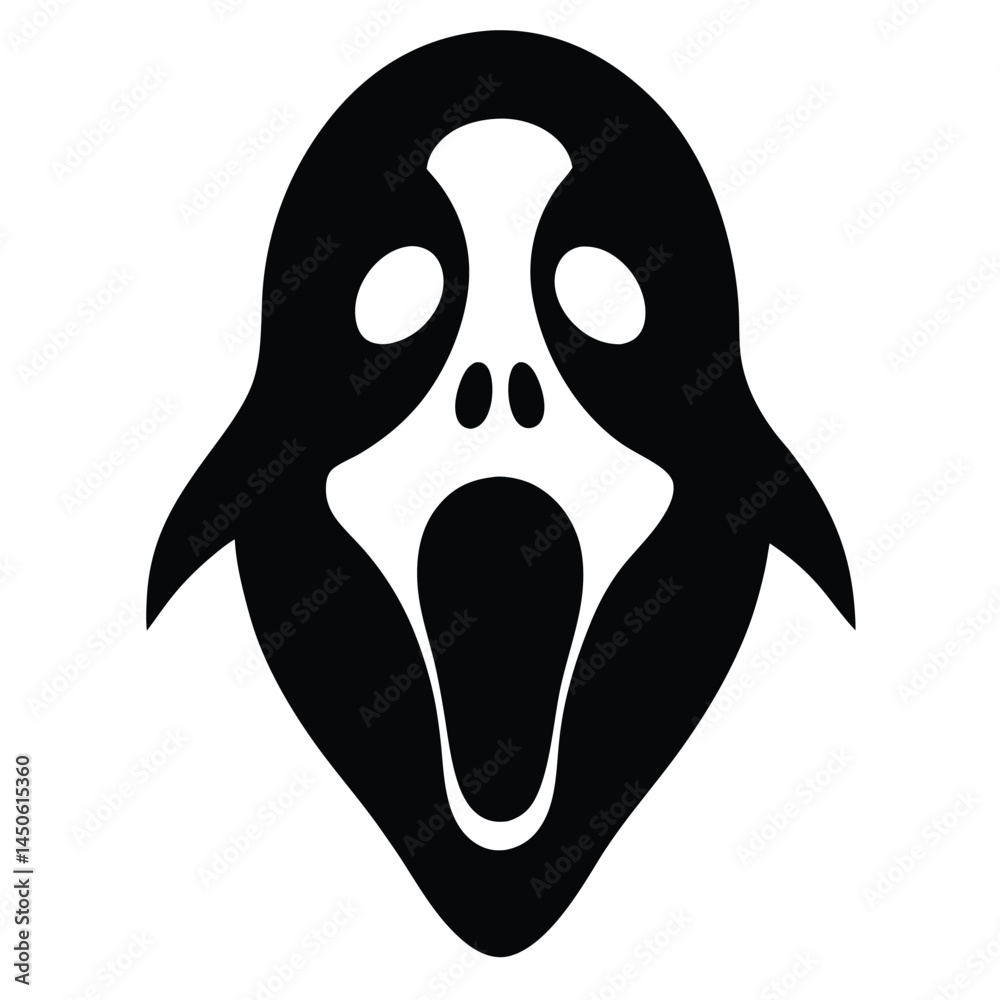 Iconic scream mask vector illustration in black and white horror and halloween concept design Iconic scream mask vector illustration in black and white horror and halloween concept design