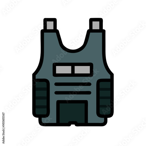 Military Bulletproof Vest Icon Representing Body Armor and Tactical Protective Gear
