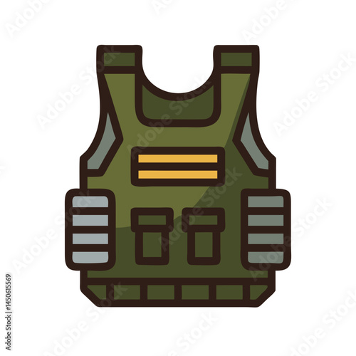 Military Bulletproof Vest Icon Representing Body Armor and Tactical Protective Gear