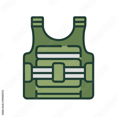 Military Bulletproof Vest Icon Representing Body Armor and Tactical Protective Gear