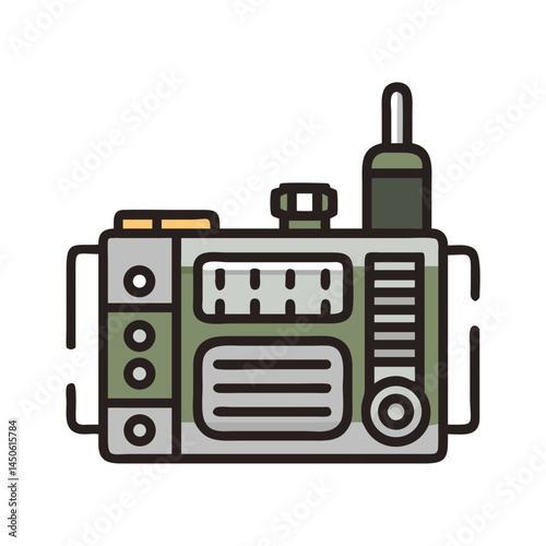 Military Radio Communication Device Icon Representing Tactical Signal Transmission and Field Communication