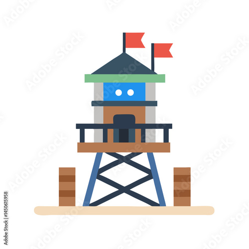 Military Watchtower Structure Icon Representing Surveillance Post and Security Observation Point