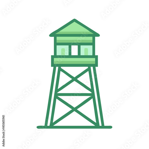 Military Watchtower Structure Icon Representing Surveillance Post and Security Observation Point