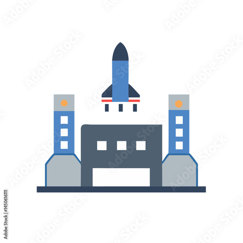 Missile Launch Facility Icon Representing Military Base and Strategic Weapon Deployment