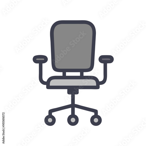 Office Chair with Wheels Icon Representing Ergonomic Seating and Workplace Mobility