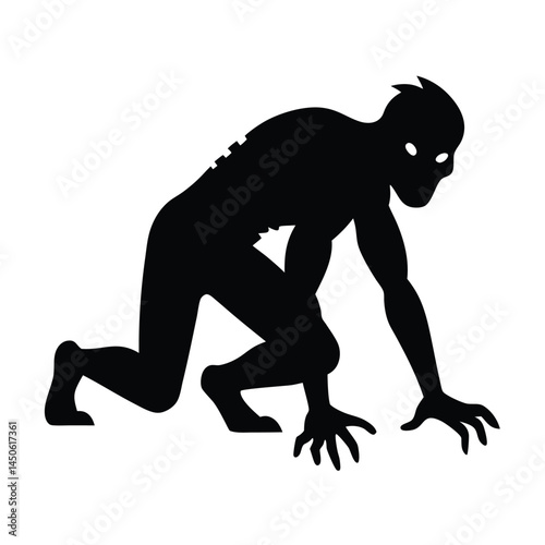 Silhouette of a crawling humanoid creature representing horror and the supernatural
