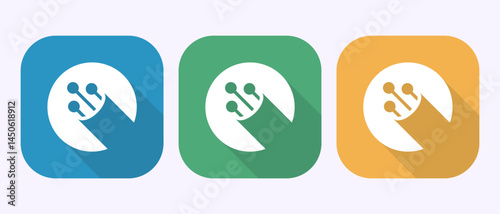 Fiber optic cable icon design illustration. Electric wire sign symbol in shadow button design