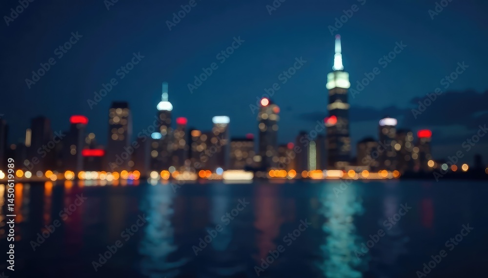 Subtle blurred city skyline at night, bokeh lights, bright, background, soft Subtle blurred city skyline at night, bokeh lights, bright, background, soft