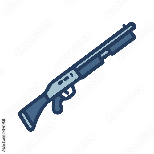 Pump-Action Shotgun Icon Representing Tactical Firearm and Hunting Weapon