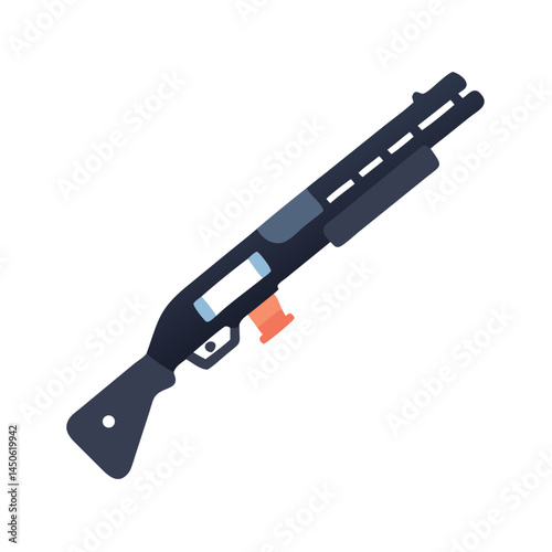 Pump-Action Shotgun Icon Representing Tactical Firearm and Hunting Weapon