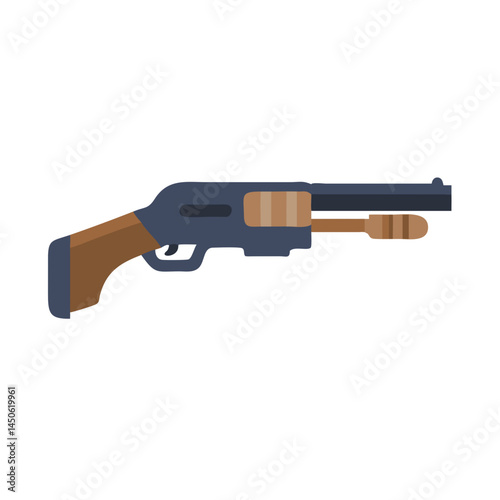 Pump-Action Shotgun Icon Representing Tactical Firearm and Hunting Weapon