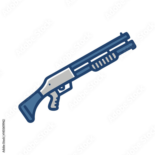 Pump-Action Shotgun Icon Representing Tactical Firearm and Hunting Weapon