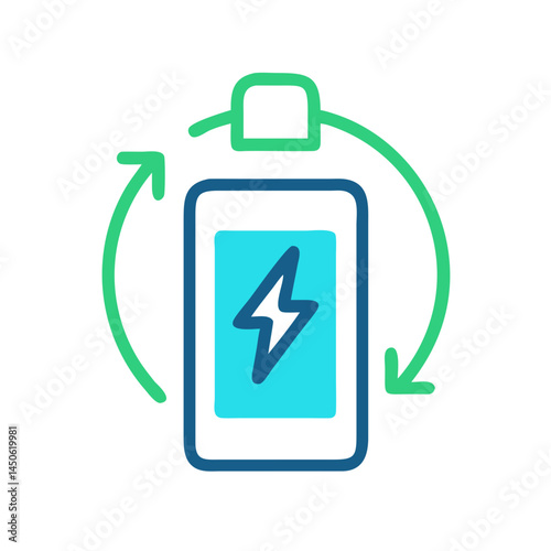 Rechargeable Battery Power Icon Representing Energy Storage and Charging Technology