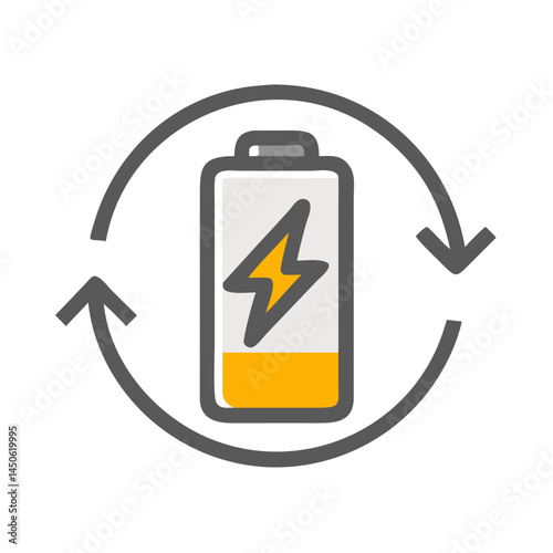 Rechargeable Battery Power Icon Representing Energy Storage and Charging Technology