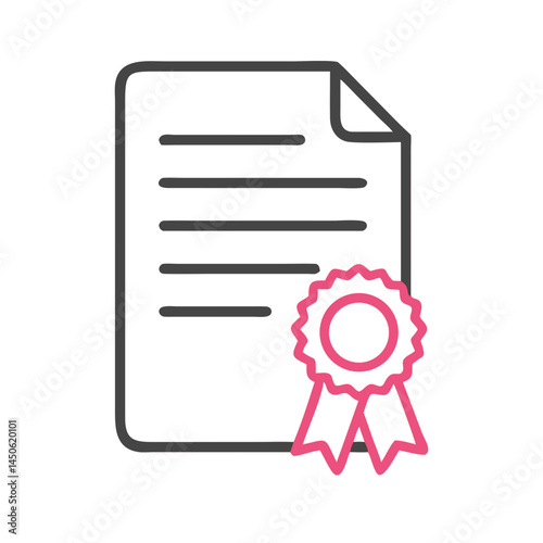Ribbon Badge Document Icon Representing Award, Certification, and Official Recognition