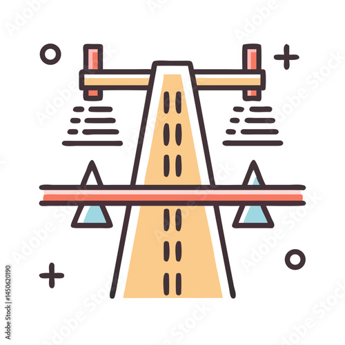 Road Lane Marking Infrastructure Icon Representing Traffic Management and Road Construction
