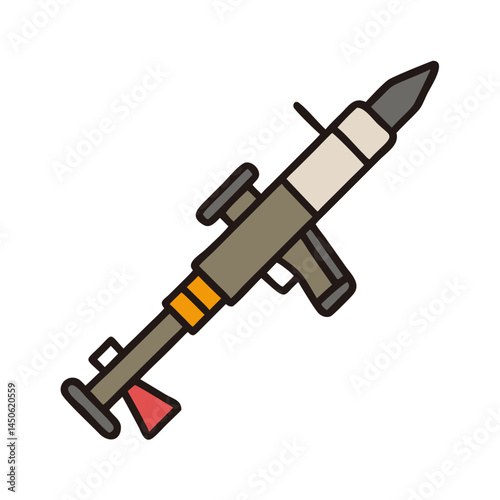 Rocket-Propelled Grenade (RPG) Launcher Icon Representing Military Weaponry and Combat Systems