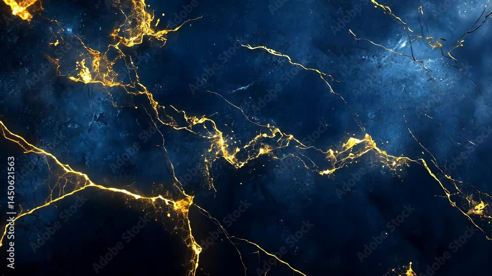 Glowing electrical currents: dynamic blue and gold energy patterns