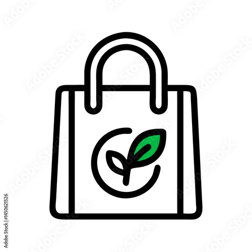 Shopping Bag with Eco-Friendly Symbol Icon Representing Sustainable Retail and Green Consumerism