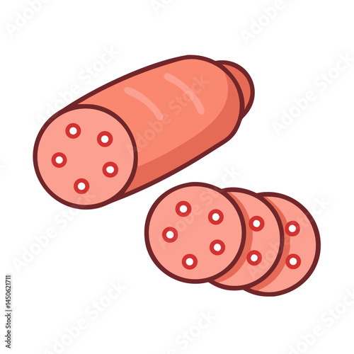 Sliced Sausage Meat Icon Representing Processed Food and Meat Products
