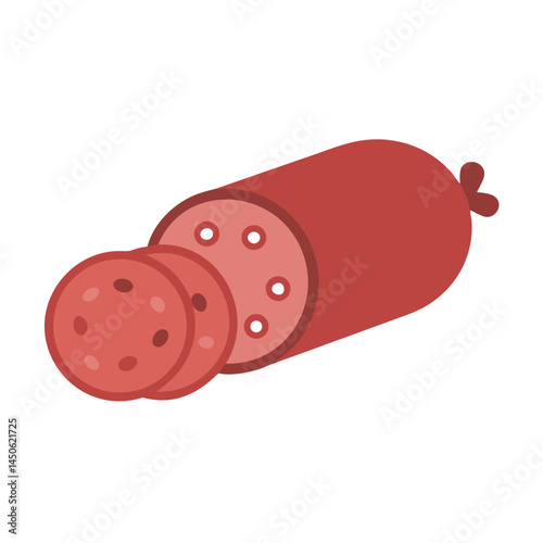 Sliced Sausage Meat Icon Representing Processed Food and Meat Products