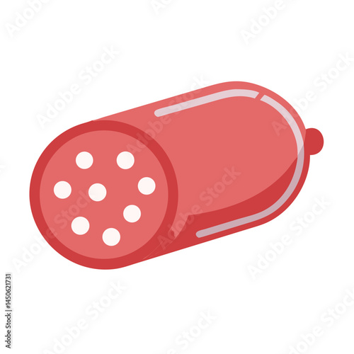 Sliced Sausage Meat Icon Representing Processed Food and Meat Products