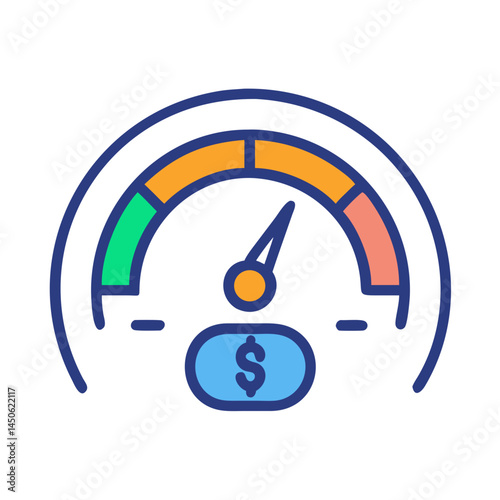 Speedometer Representing Credit Score Icon Indicating Financial Rating and Creditworthiness