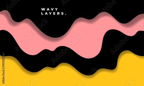 Wavy layer background template. Minimalist wave backdrop copy space. Fluid shapes design. Suitable for poster, cover, banner, or presentation page.