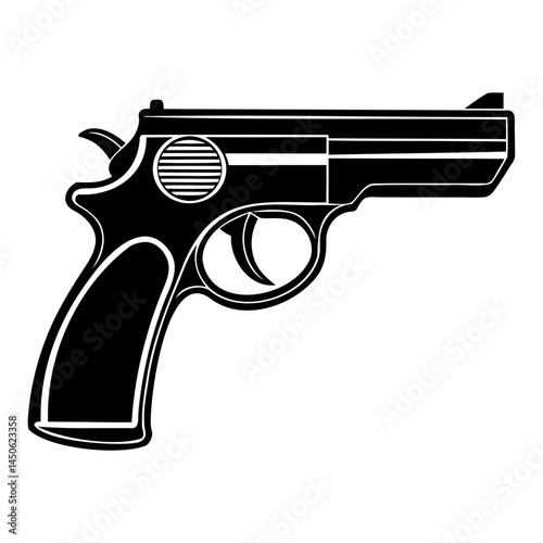 Black and white pistol illustration vector graphic design for firearms enthusiasts and gun collectors online isolated on transparent background