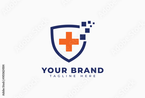 Medical health protection shield cross Logo Design Element