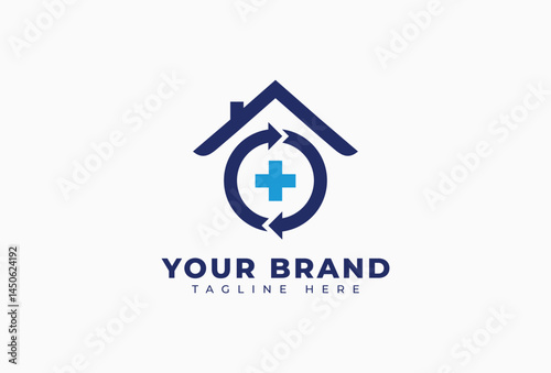 Medical House Rotation Arrow Logo Design Element