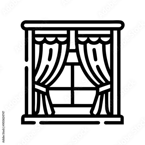 Window with Curtains Icon Representing Home Interior and Window Decoration