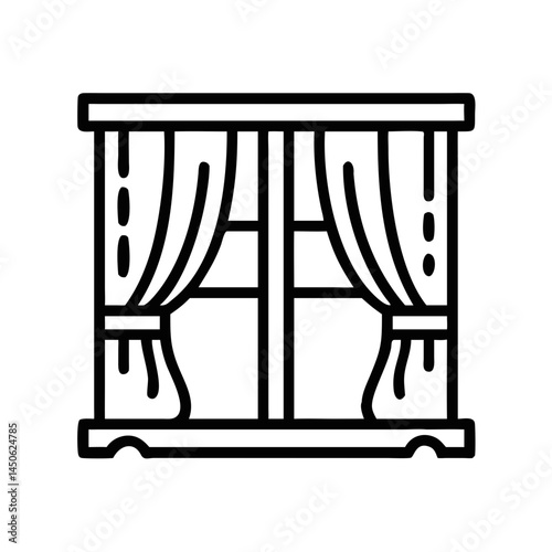 Window with Curtains Icon Representing Home Interior and Window Decoration