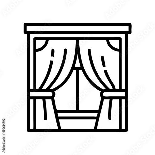 Window with Curtains Icon Representing Home Interior and Window Decoration