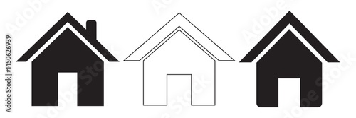 Simple monochrome house icon set
