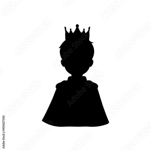 Boy Prince silhouette icon vector flat design.