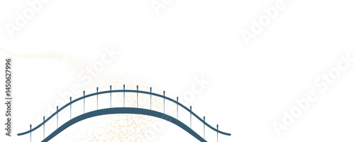 Qixi Festival magpie bridge in the sky, Milky Way, little stars on transparent background. Hand drawn style vector illustration. Traditional Chinese, Japanese holiday design. Seasonal festive elements