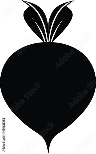 radish slice silhouette vector on white background.eps