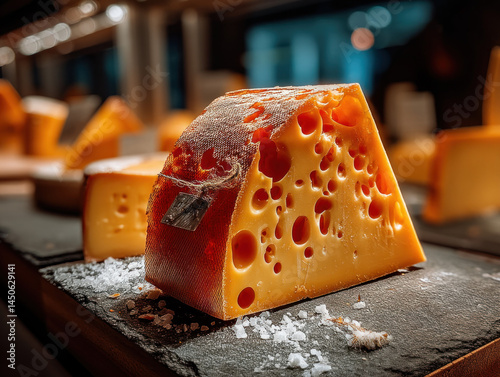 A slice of Swiss cheese rea...
