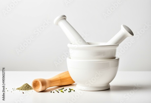 A mortar and pestle sitting on top of a table.